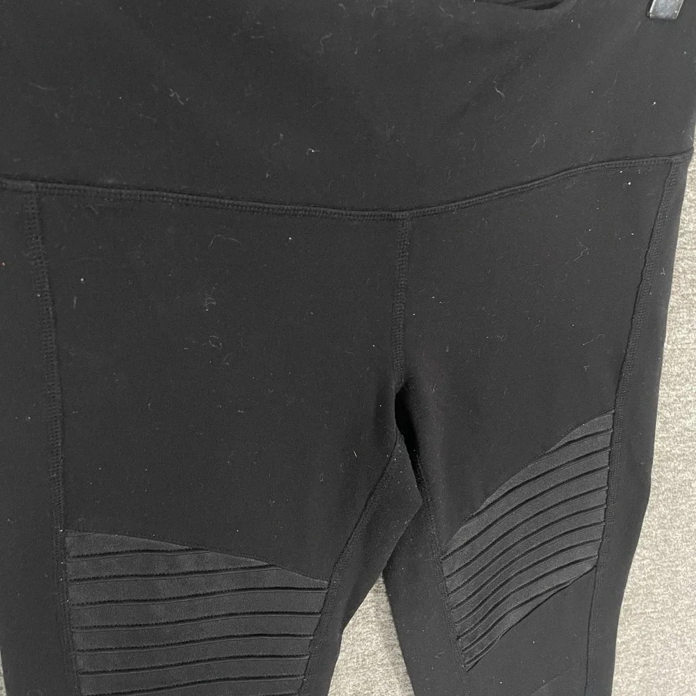 Alo Yoga Leggings Womens Small Black Moto High Waist Ankle Athletic Yoga Stretch